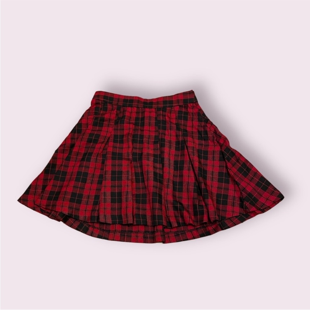 H&M Red and Black Plaid Mini Skirt